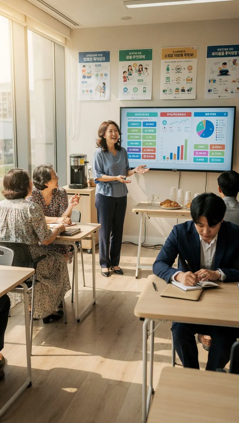 Vizualizácia interaktívneho online kurzu finančnej gramotnosti s ukážkami praktických cvičení.